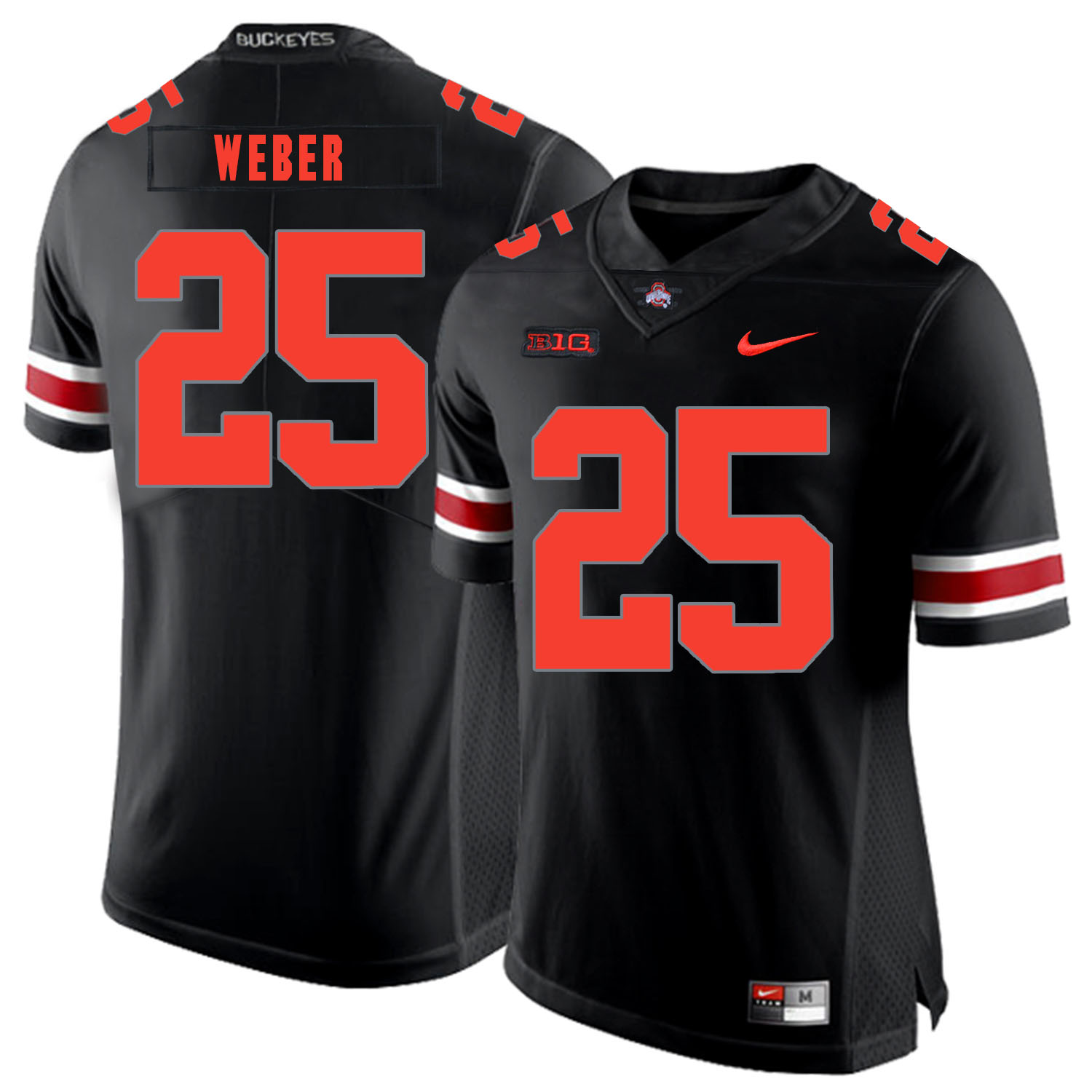 Ohio State Buckeyes 25 Mike Weber Black Shadow Nike College Football Jersey