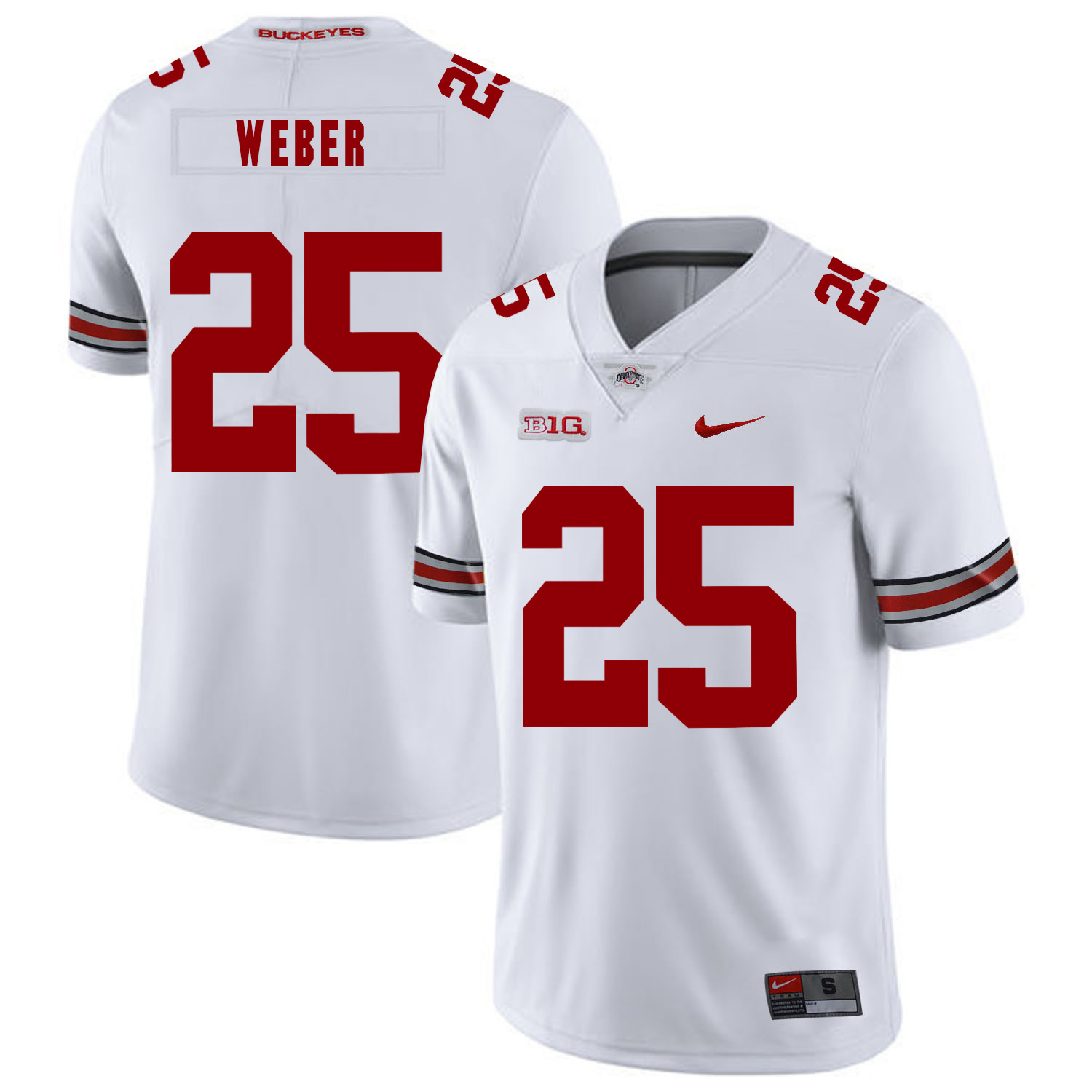 Ohio State Buckeyes 25 Mike Weber White Nike College Football Jersey