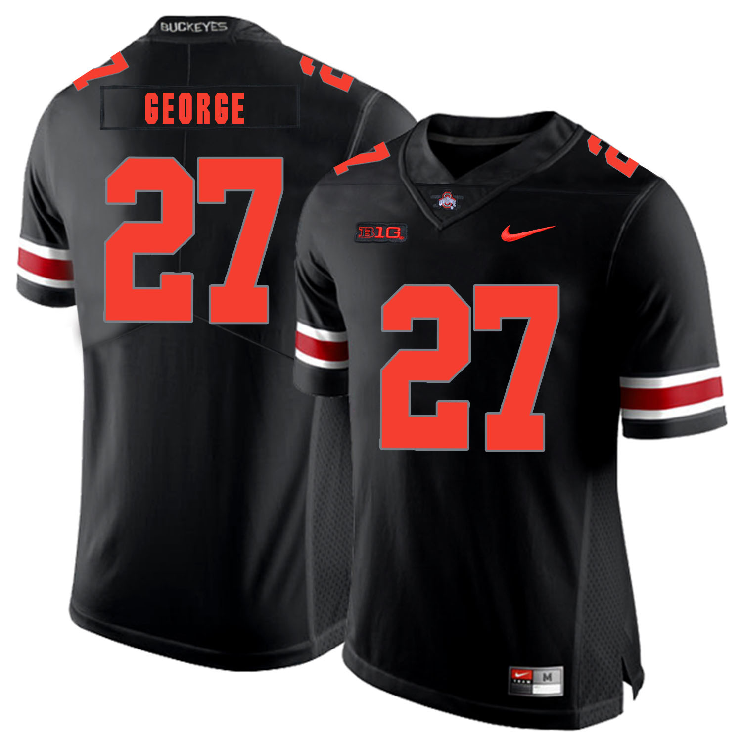 Ohio State Buckeyes 27 Eddie George Black Shadow Nike College Football Jersey