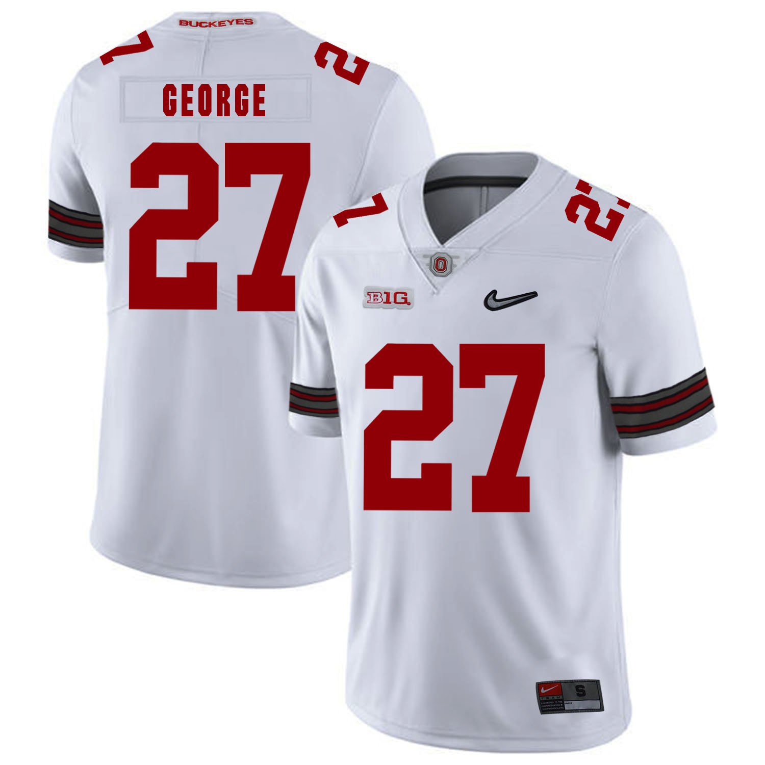 Ohio State Buckeyes 27 Eddie George White Diamond Nike Logo College Football Jersey