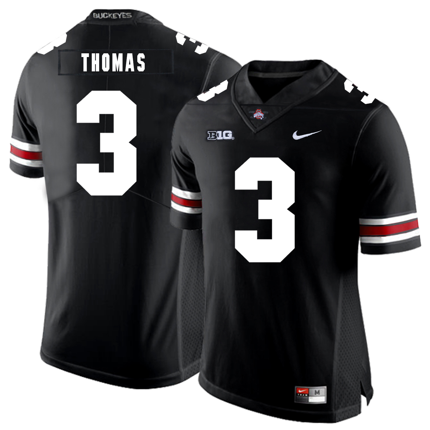 Ohio State Buckeyes 3 Michael Thomas Black Nike College Football Jersey