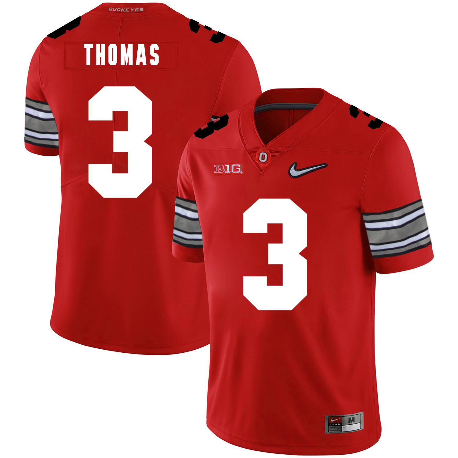 Ohio State Buckeyes 3 Michael Thomas Red Diamond Nike Logo College Football Jersey