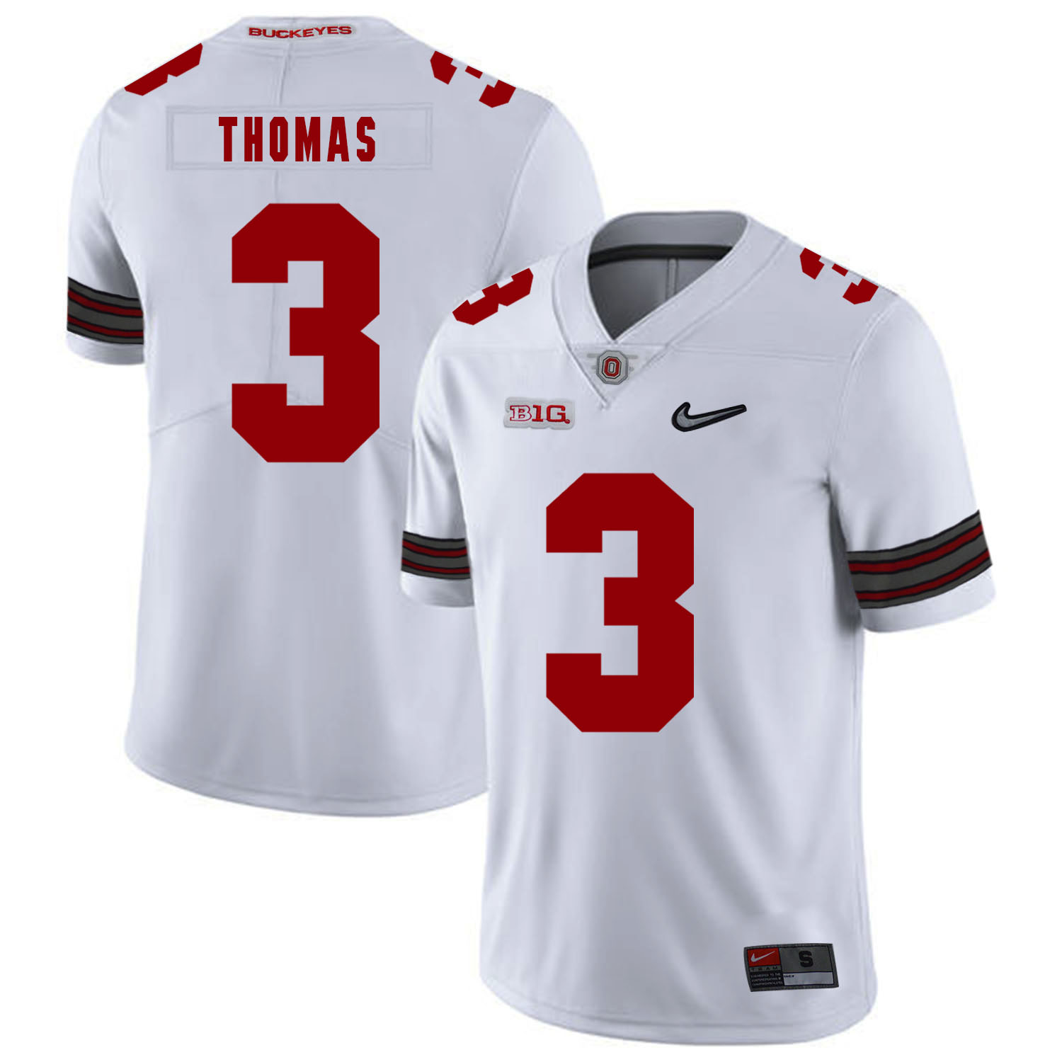 Ohio State Buckeyes 3 Michael Thomas White Diamond Nike Logo College Football Jersey