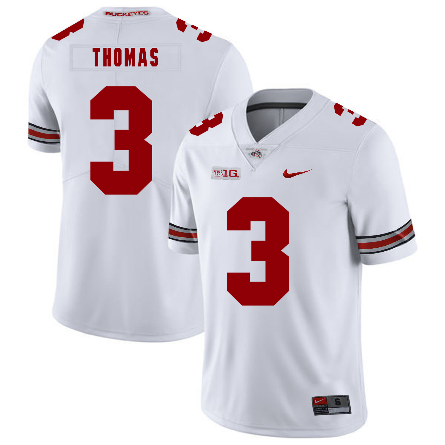 Ohio State Buckeyes 3 Michael Thomas White Nike College Football Jersey