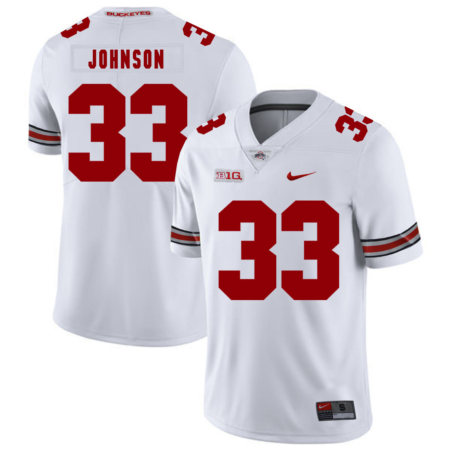 Ohio State Buckeyes 33 Pete Johnson White Nike College Football Jersey