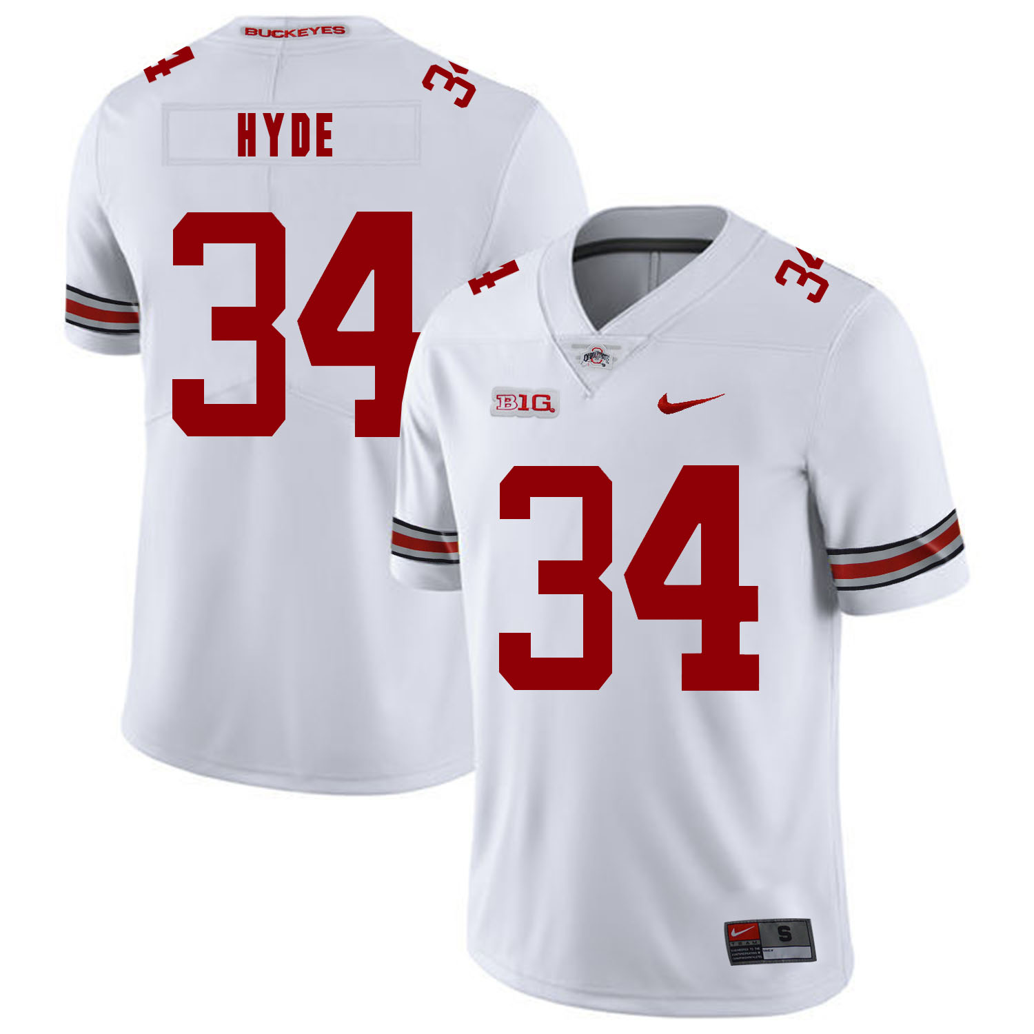 Ohio State Buckeyes 34 Carlos Hyde White Nike College Football Jersey