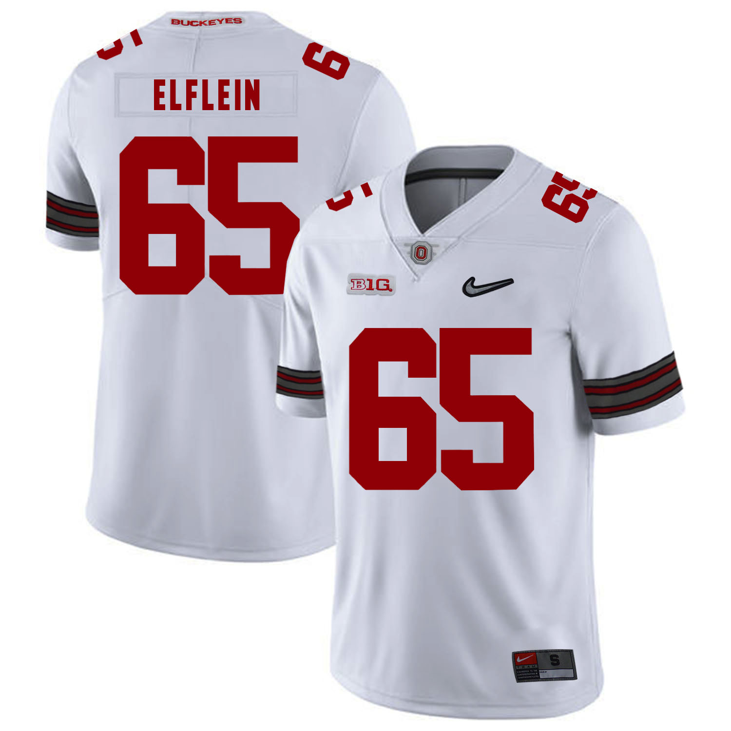 Ohio State Buckeyes 65 Pat Elflein White Diamond Nike Logo College Football Jersey