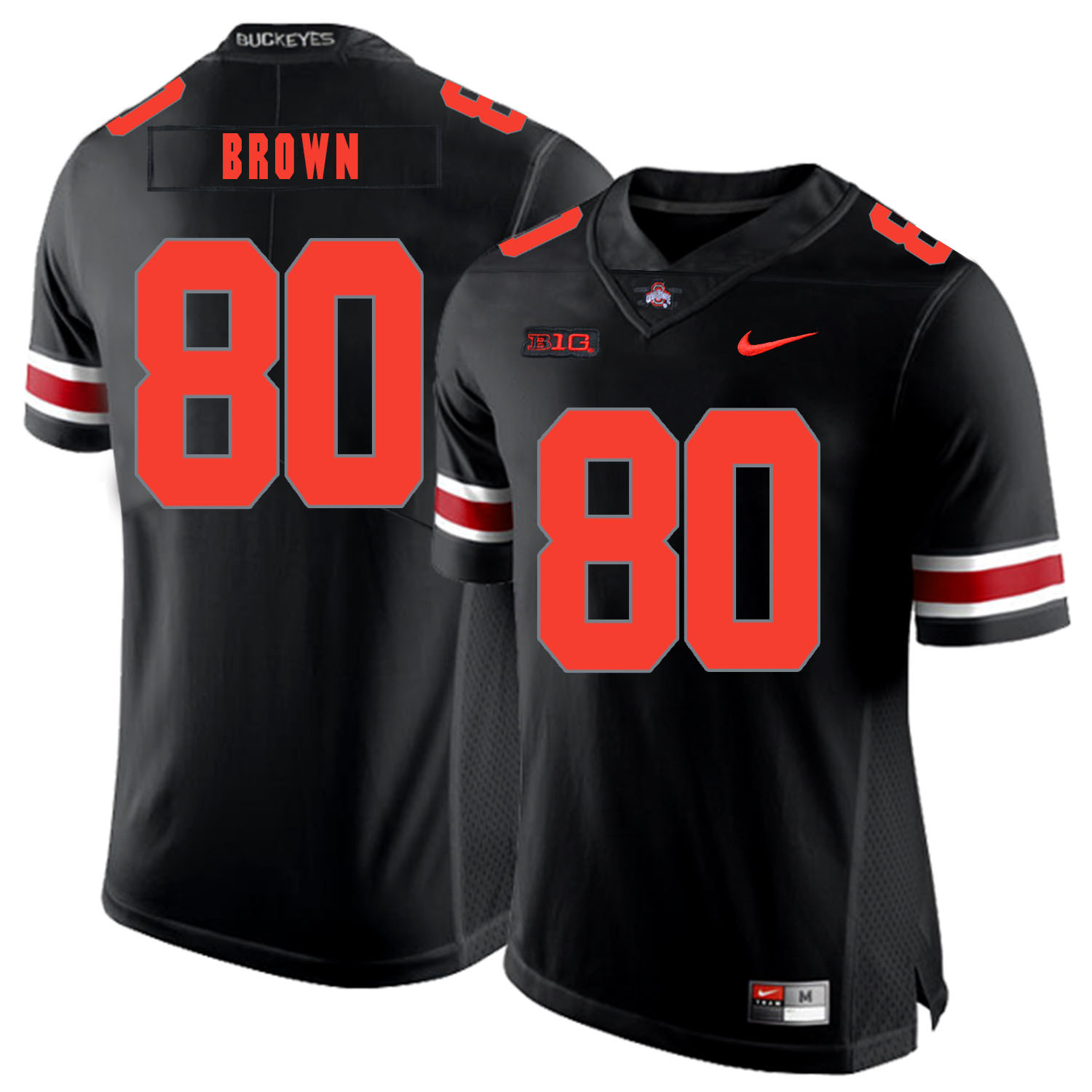 Ohio State Buckeyes 80 Noah Brown Black Shadow Nike College Football Jersey