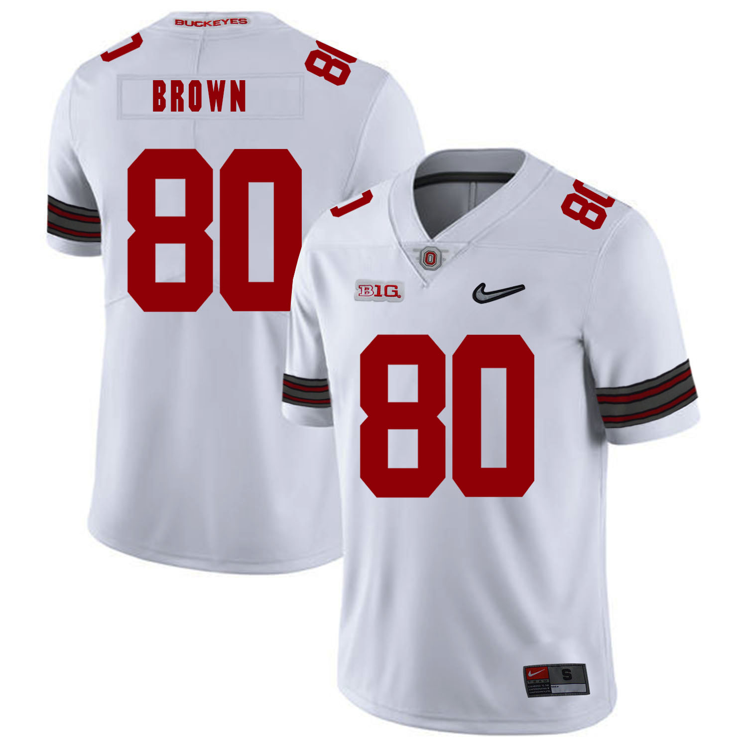 Ohio State Buckeyes 80 Noah Brown White Diamond Nike Logo College Football Jersey