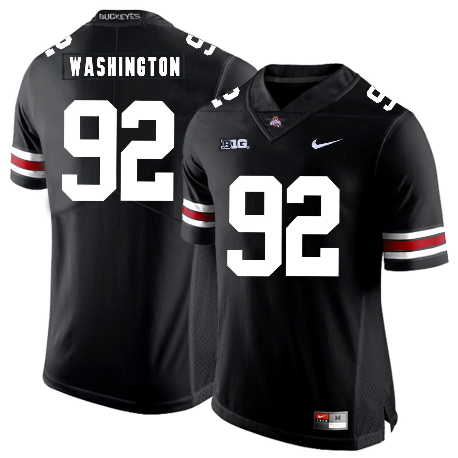 Ohio State Buckeyes 92 Adolphus Washington Black Nike College Football Jersey