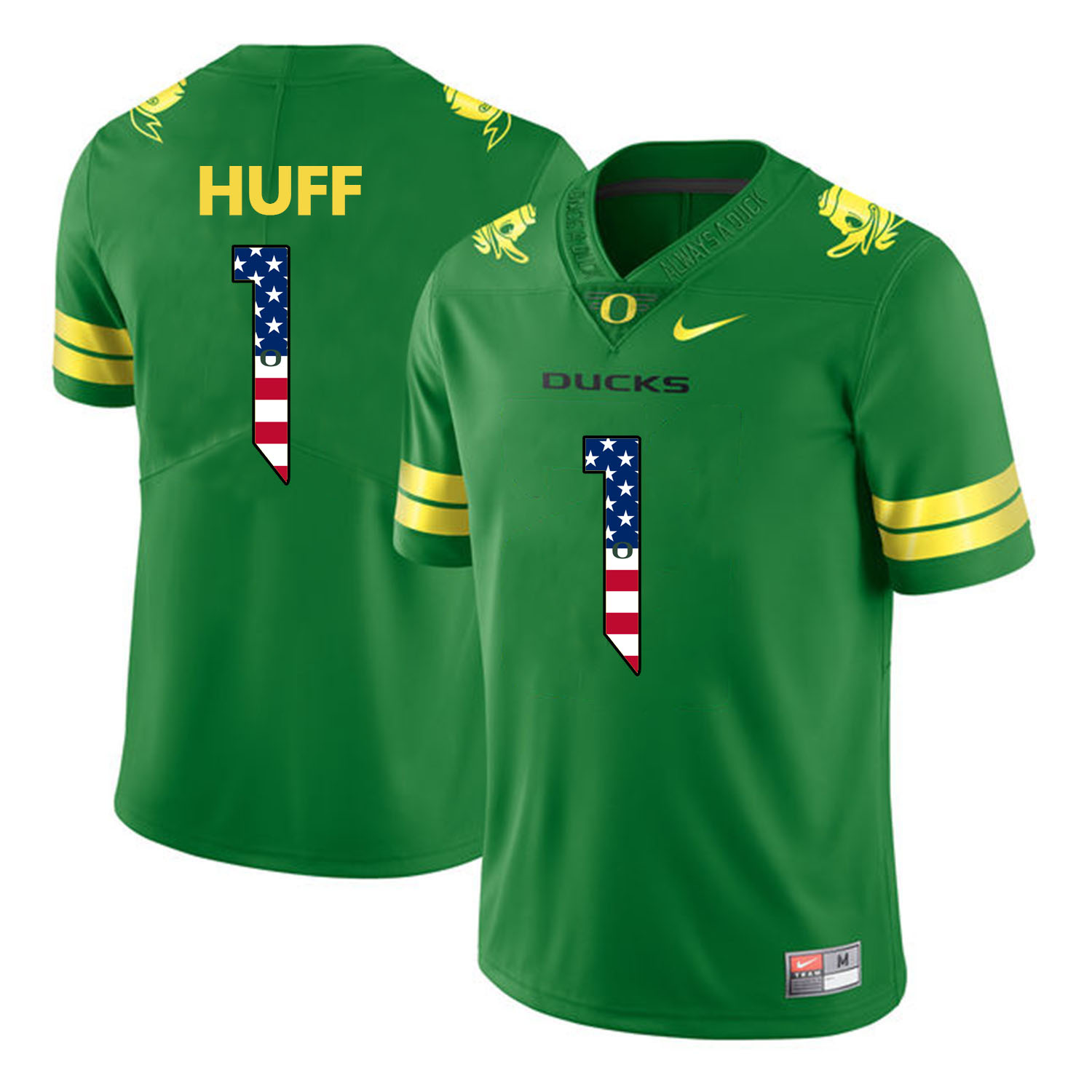 Oregon Ducks 1 Josh Huff Apple Green USA Flag College Football Jersey