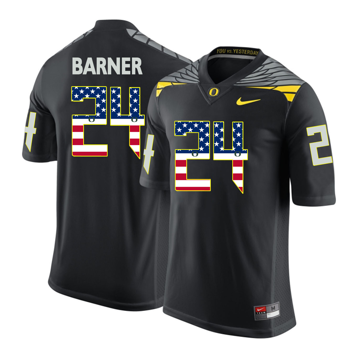 Oregon Ducks 24 Kenjon Barner Black USA Flag College Football Jersey