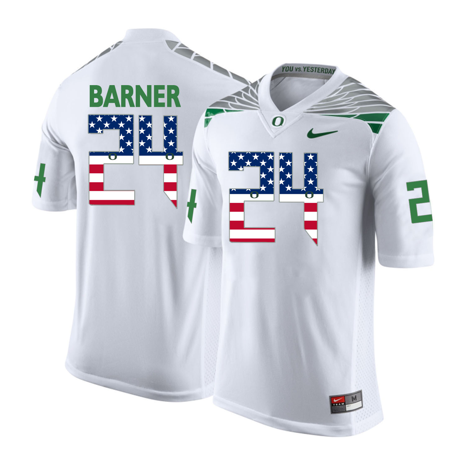 Oregon Ducks 24 Kenjon Barner White USA Flag College Football Jersey