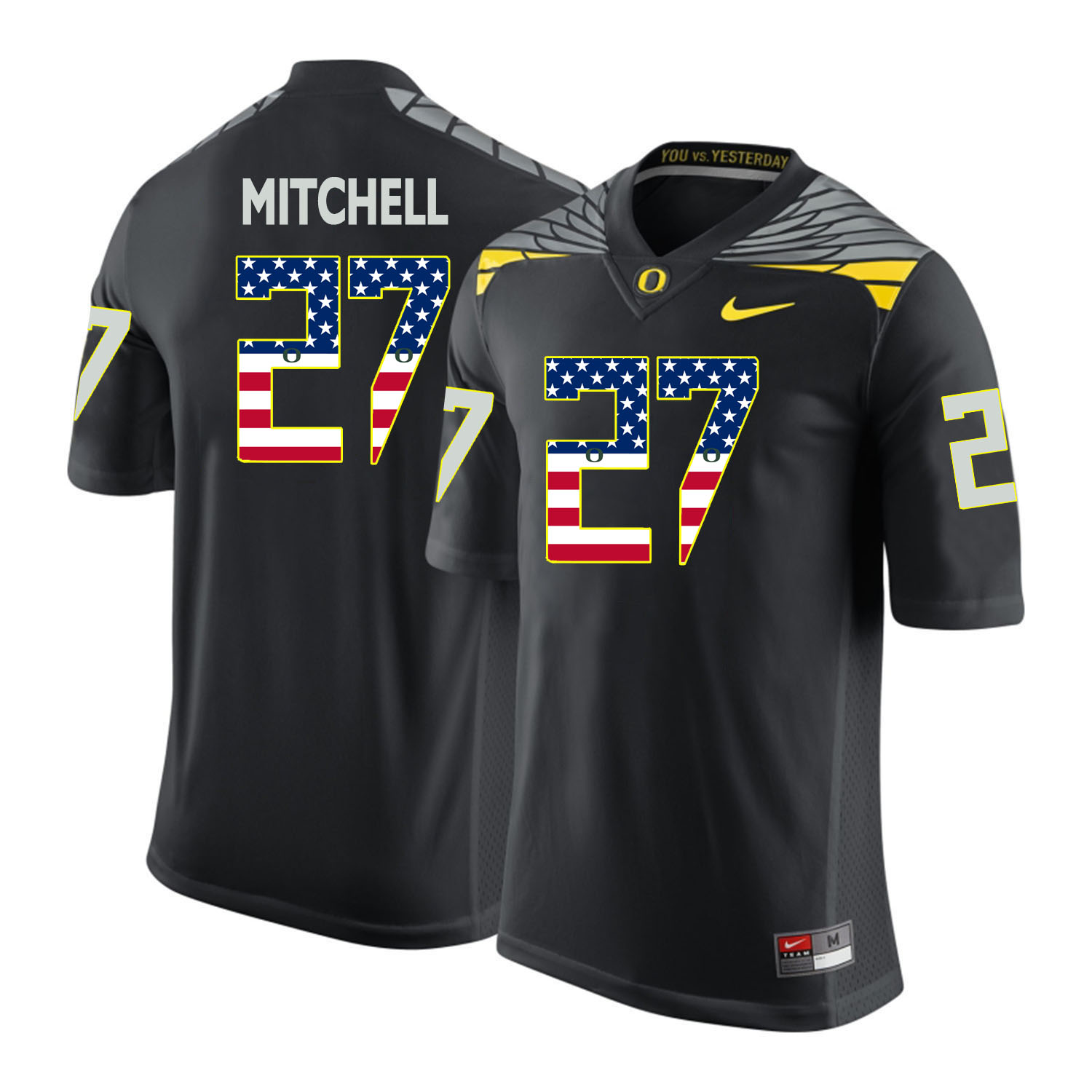 Oregon Ducks 27 Terrance Mitchell Black USA Flag College Football Jersey