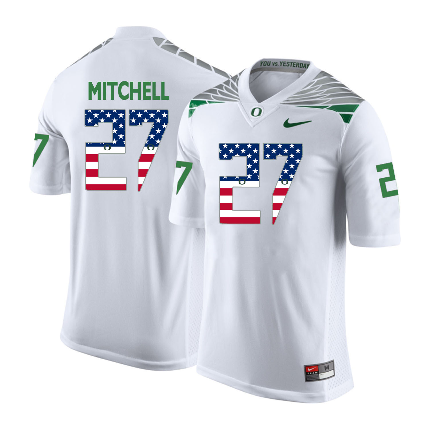 Oregon Ducks 27 Terrance Mitchell White USA Flag College Football Jersey