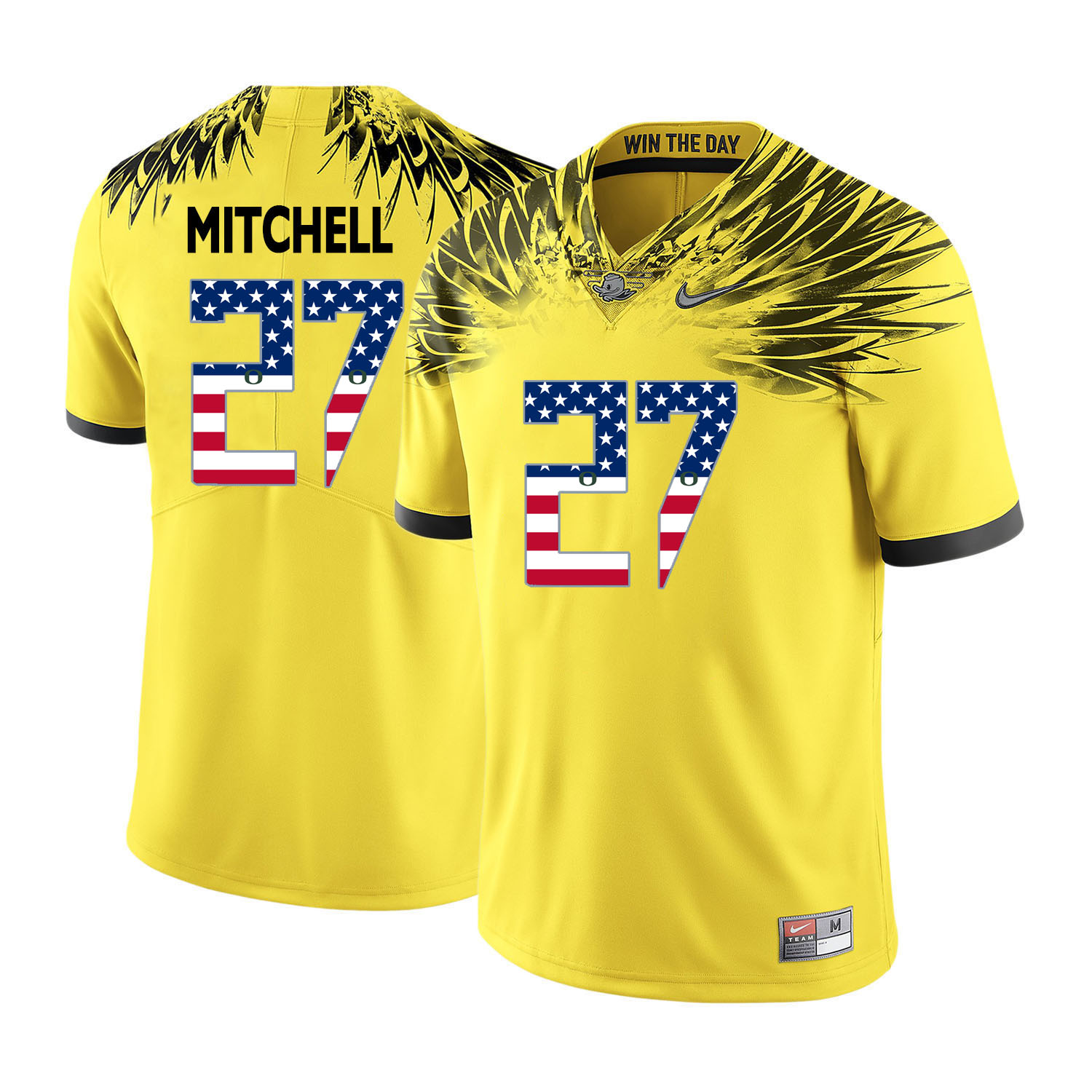 Oregon Ducks 27 Terrance Mitchell Yellow USA Flag College Football Jersey