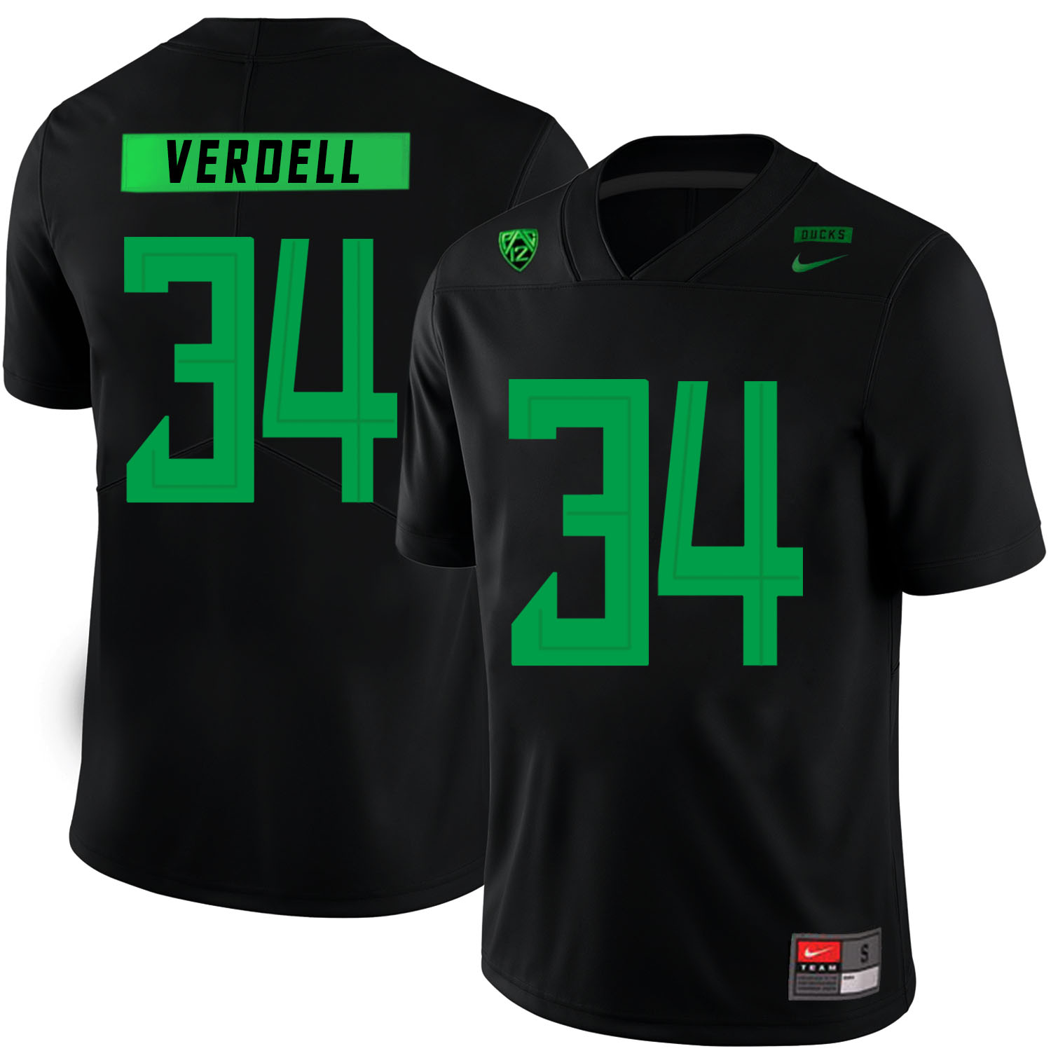 Oregon Ducks 34 CJ Verdell Black Nike College Football Jersey