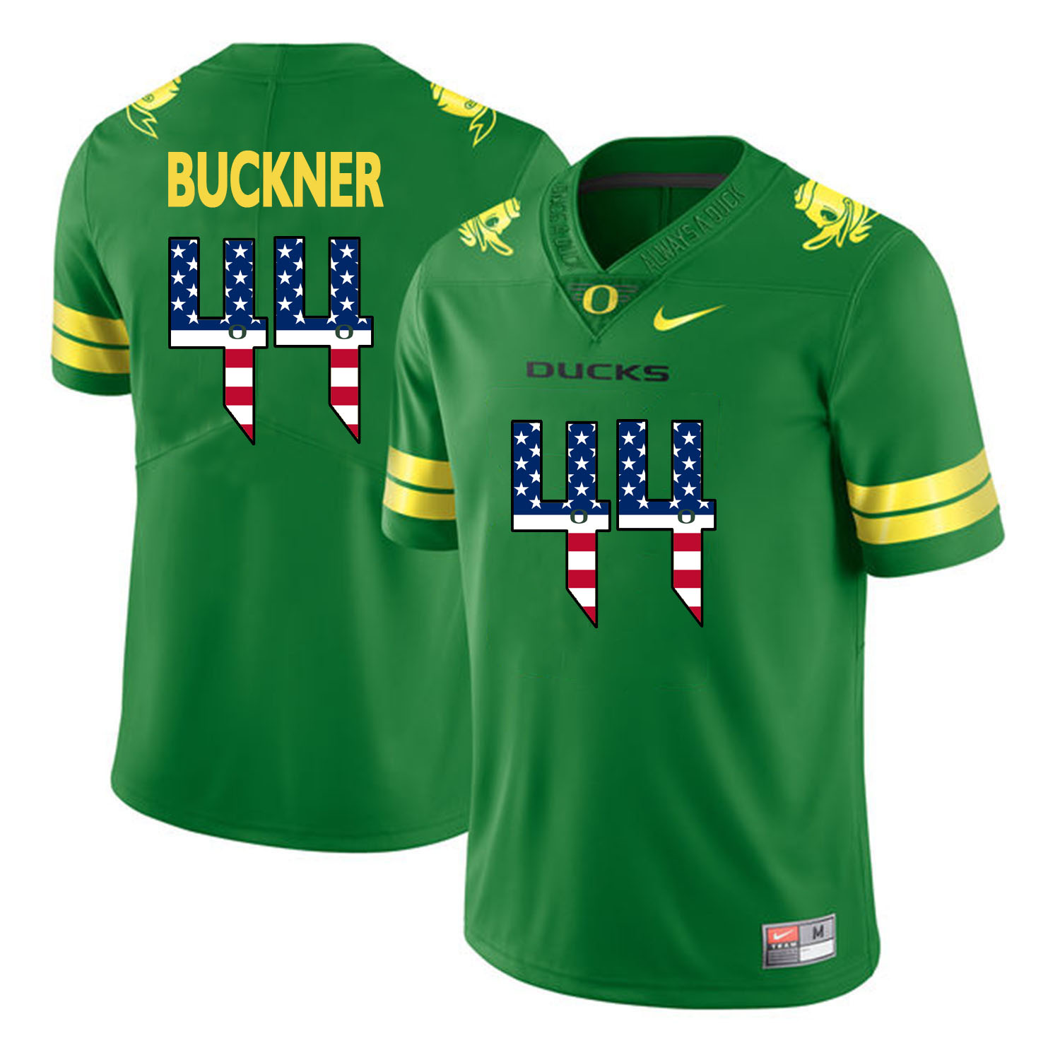 Oregon Ducks 44 DeForest Buckner Apple Green USA Flag College Football Jersey