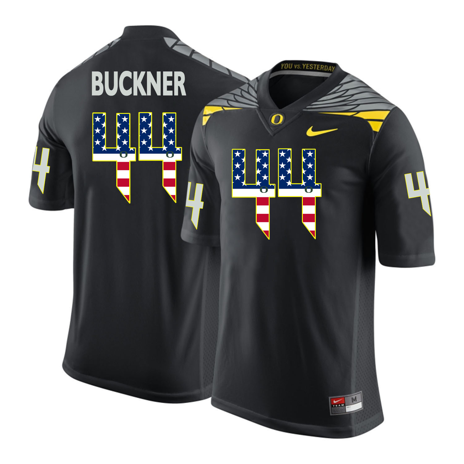 Oregon Ducks 44 DeForest Buckner Black USA Flag College Football Jersey