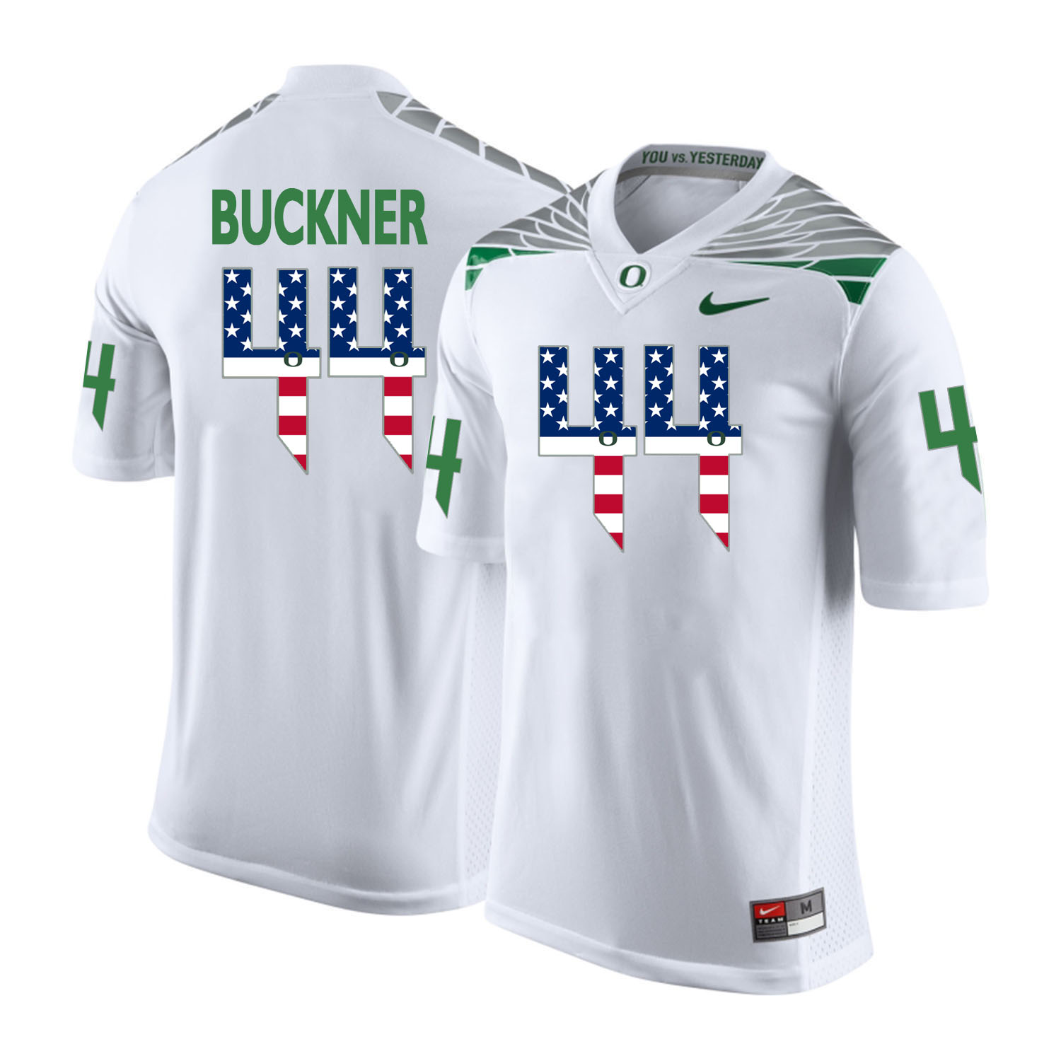 Oregon Ducks 44 DeForest Buckner White USA Flag College Football Jersey