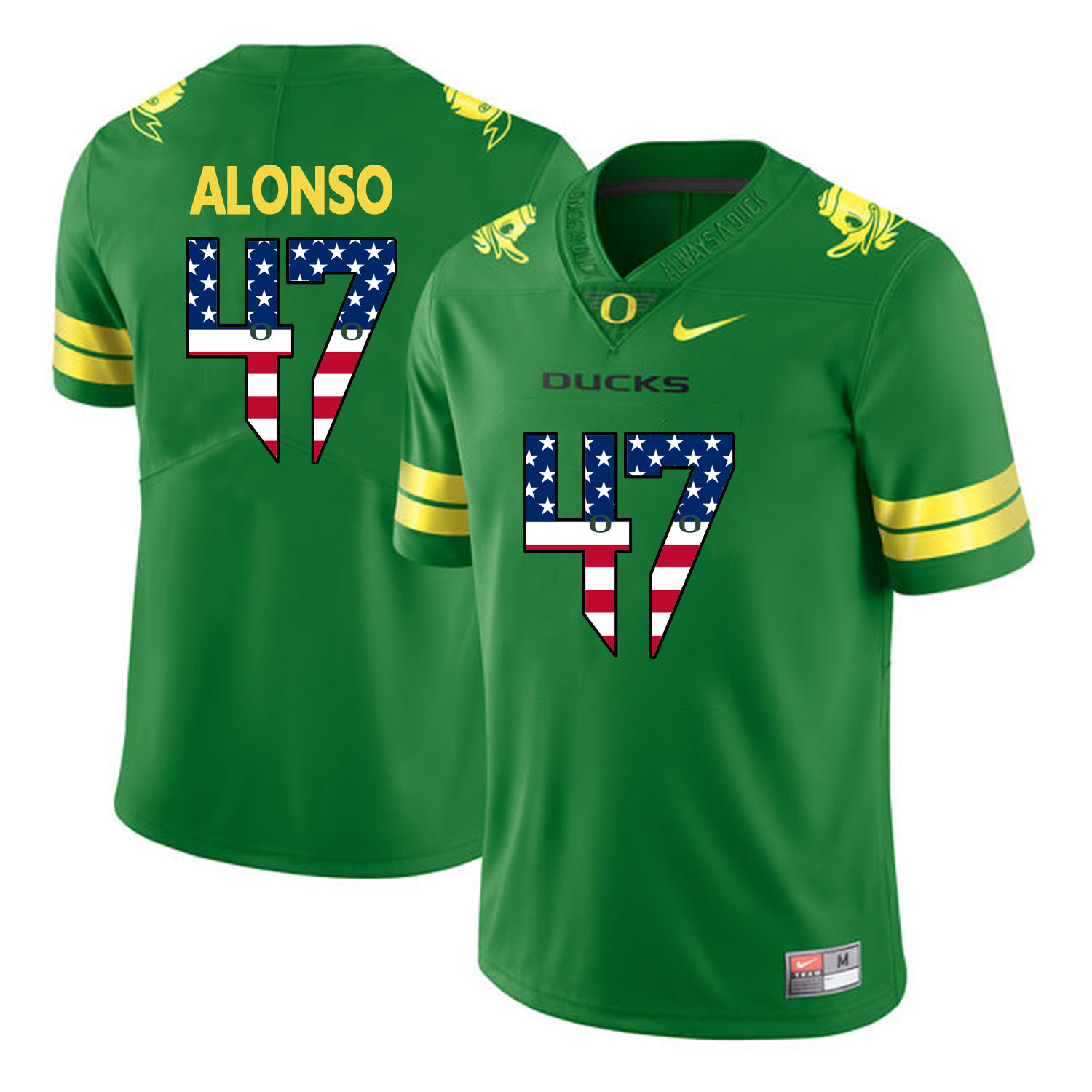 Oregon Ducks 47 Kiko Alonso Apple Green USA Flag College Football Jersey