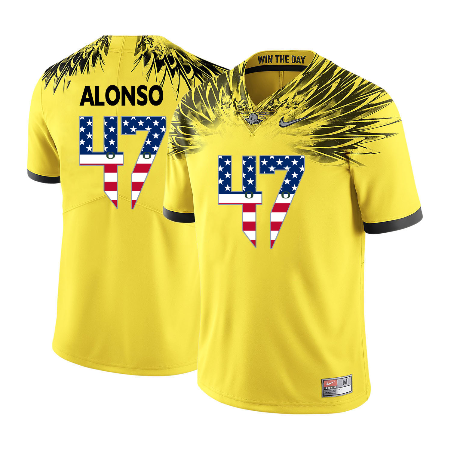 Oregon Ducks 47 Kiko Alonso Yellow USA Flag College Football Jersey