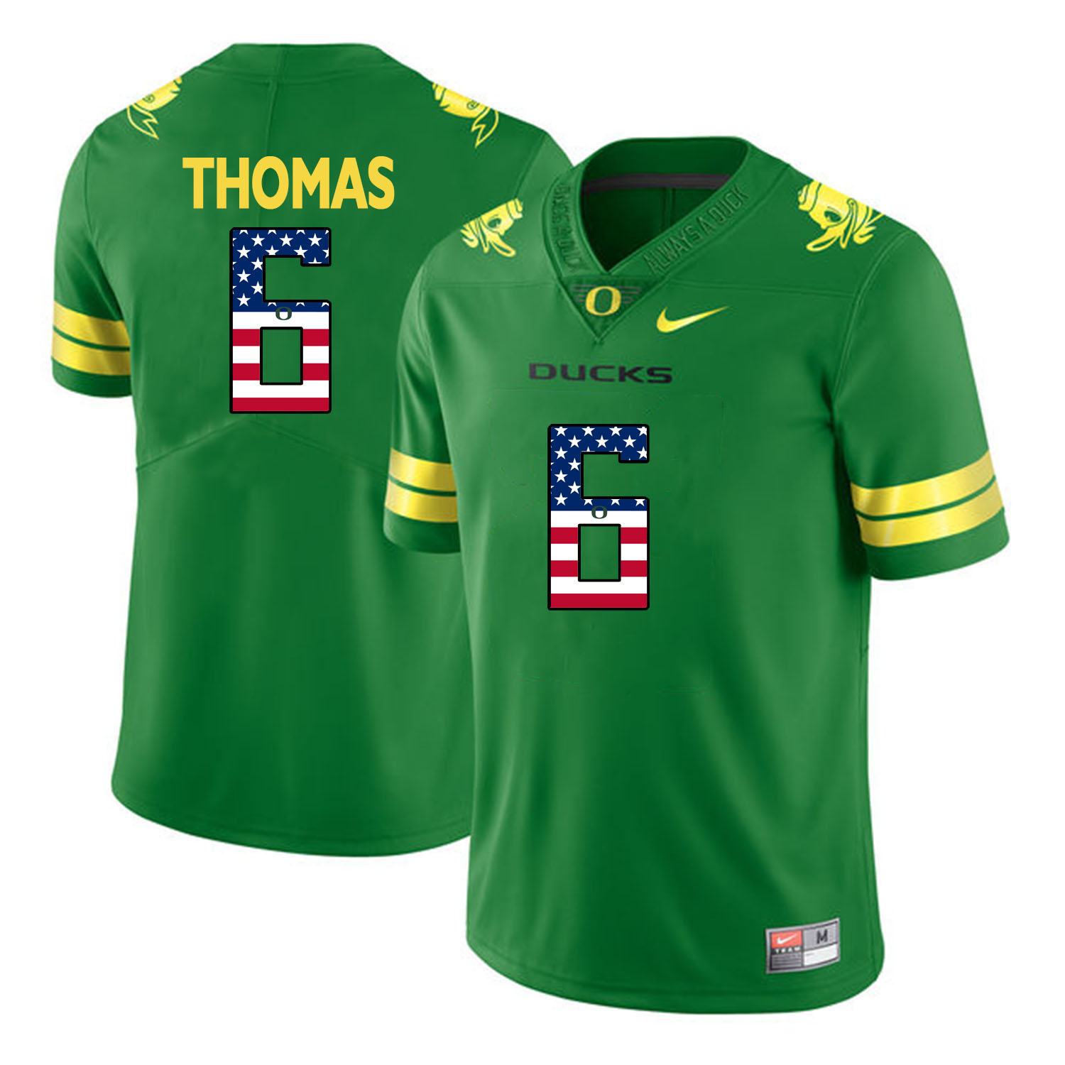 Oregon Ducks 6 De'Anthony Thomas Apple Green USA Flag College Football Jersey