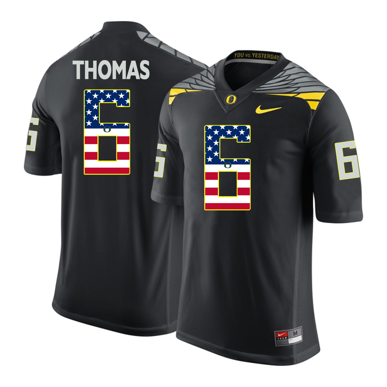 Oregon Ducks 6 De'Anthony Thomas Black USA Flag College Football Jersey