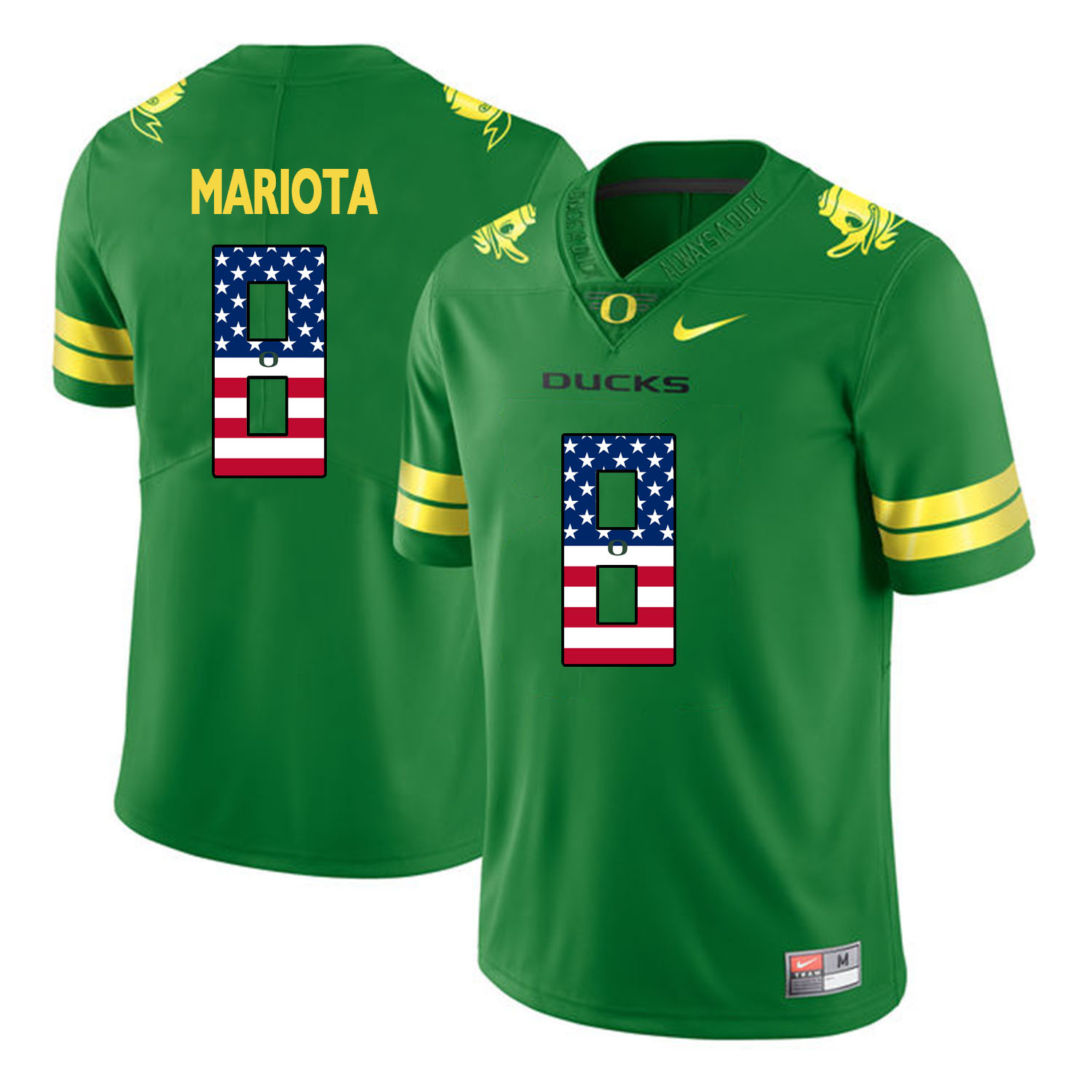 Oregon Ducks 8 Marcus Mariota Apple Green USA Flag College Football Jersey