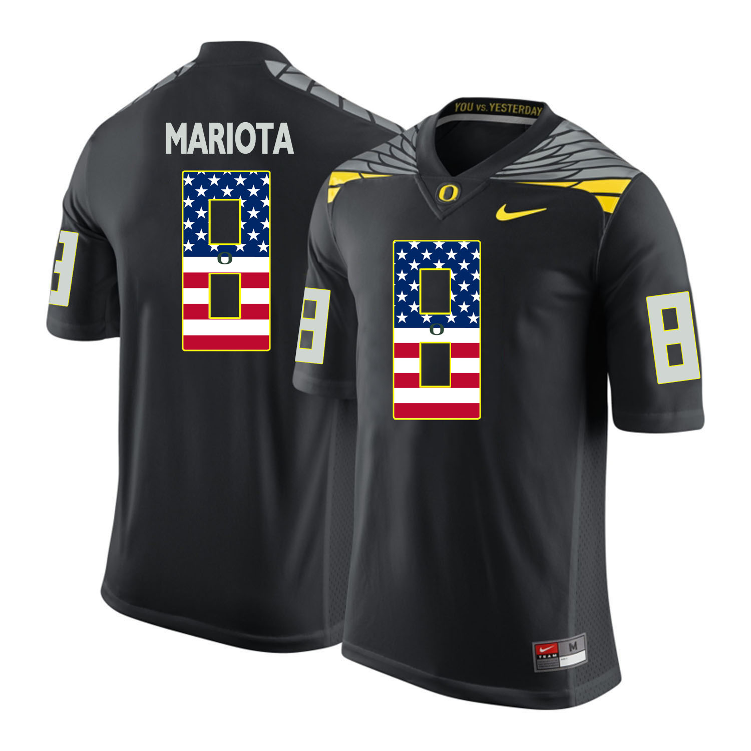 Oregon Ducks 8 Marcus Mariota Black USA Flag College Football Jersey