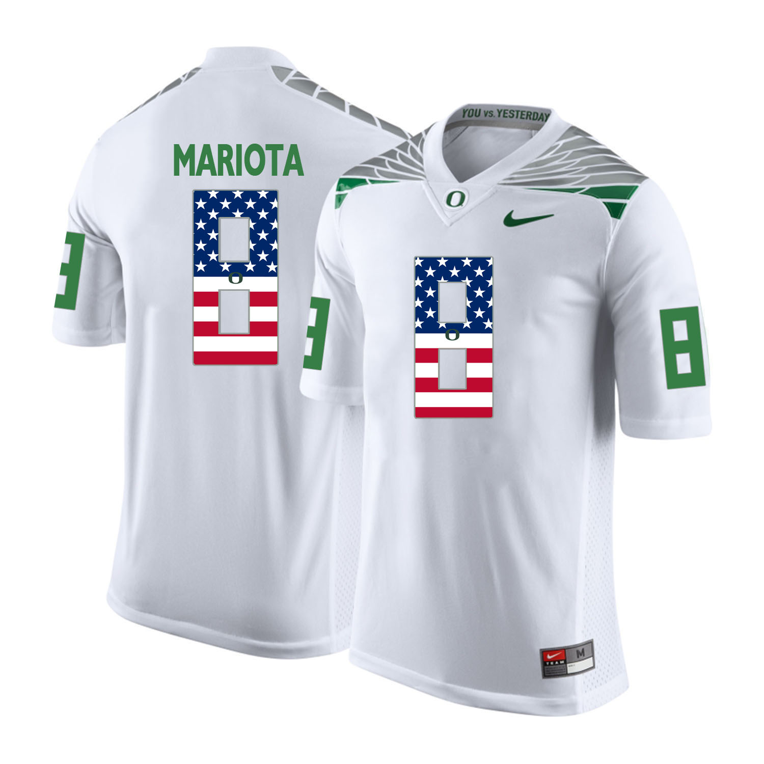 Oregon Ducks 8 Marcus Mariota White USA Flag College Football Jersey