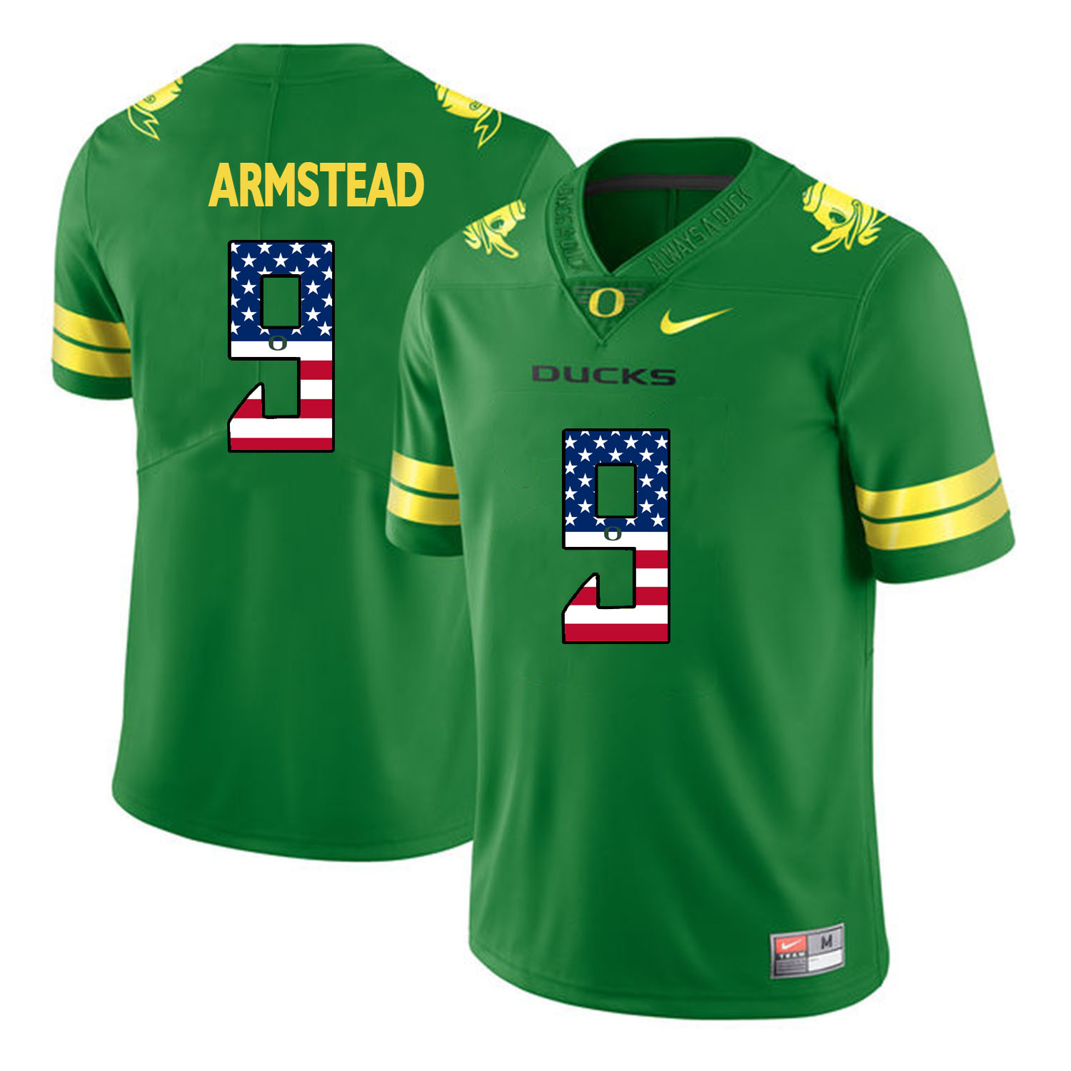 Oregon Ducks 9 Arik Armstead Apple Green USA Flag College Football Jersey