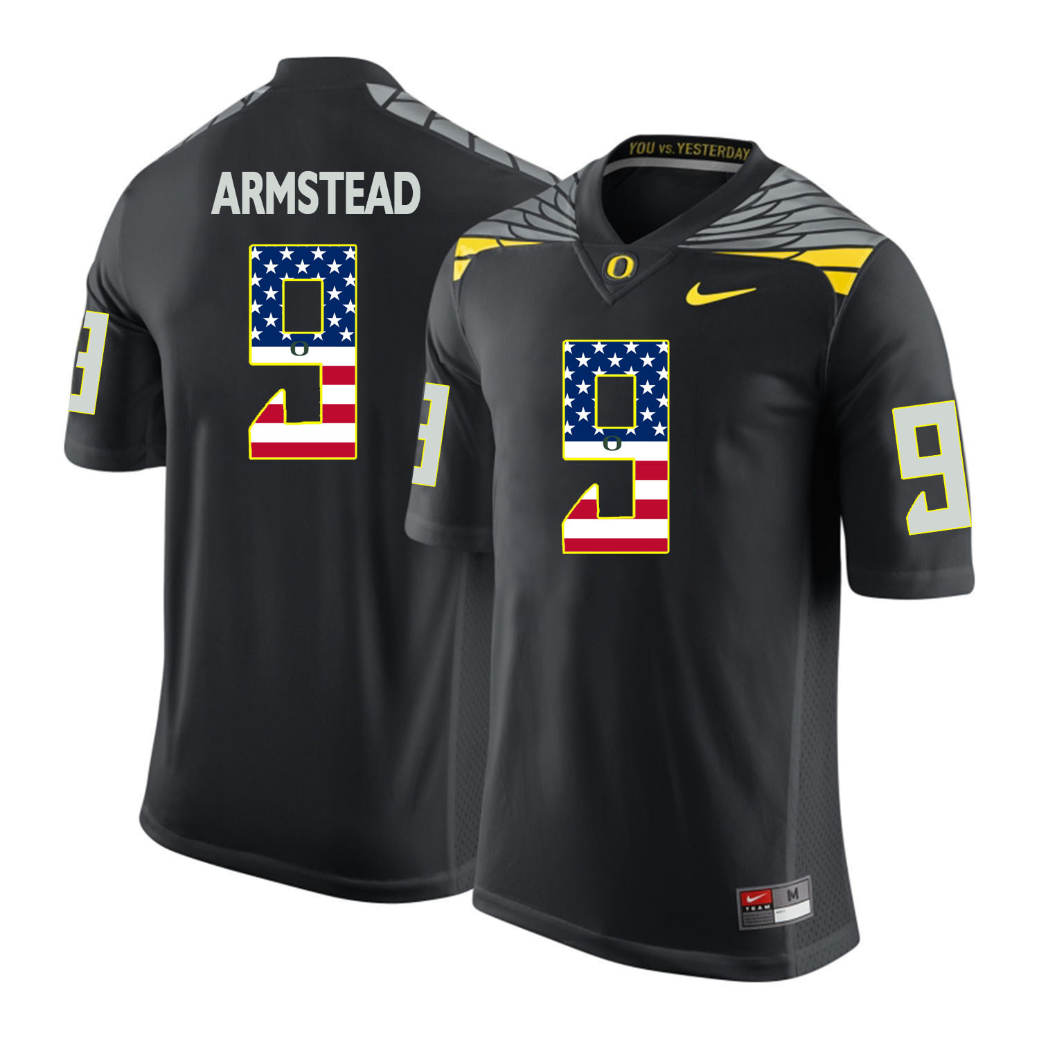 Oregon Ducks 9 Arik Armstead Black USA Flag College Football Jersey