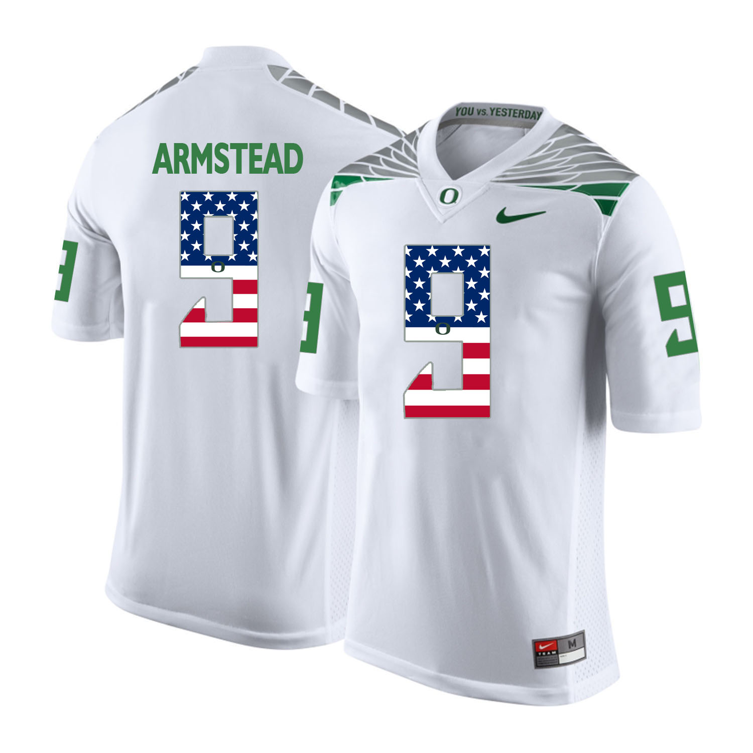 Oregon Ducks 9 Arik Armstead White USA Flag College Football Jersey