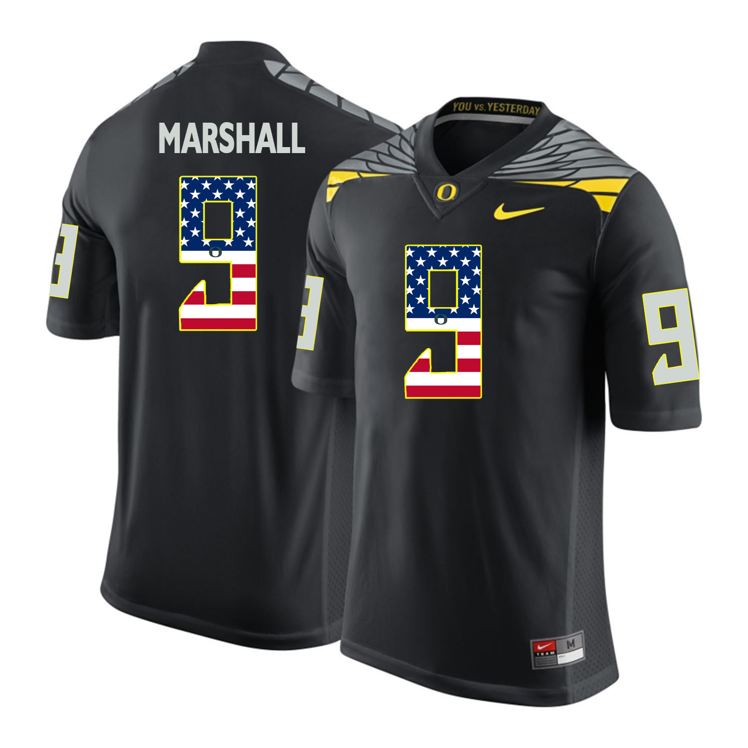 Oregon Ducks 9 Byron Marshall Black USA Flag College Football Jersey