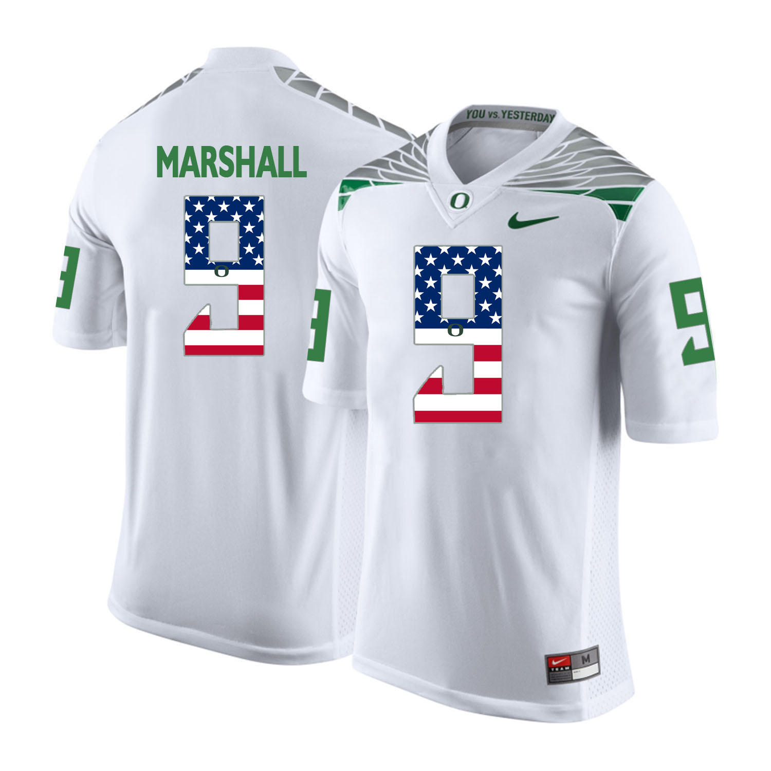 Oregon Ducks 9 Byron Marshall White USA Flag College Football Jersey