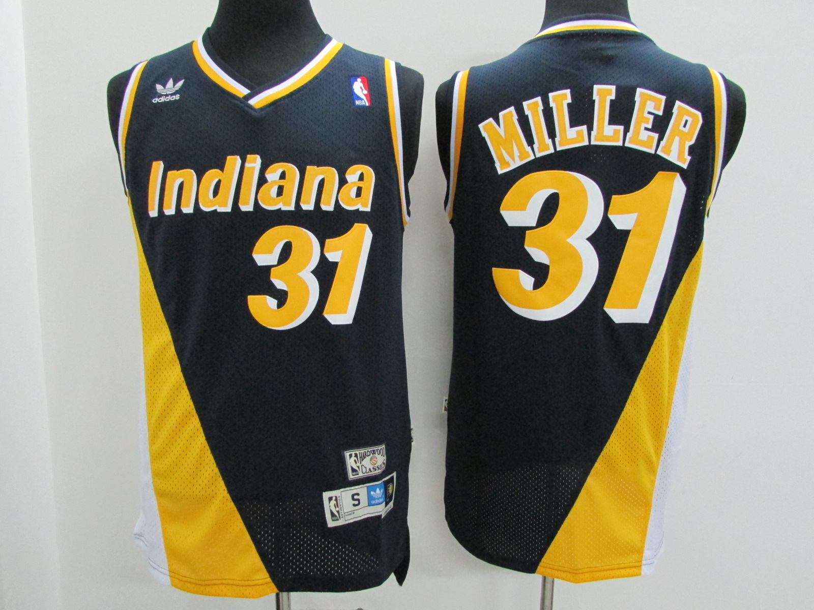 Pacers 31 Reggie Miller Navy Hardwood Classics Flo-Jo Jersey