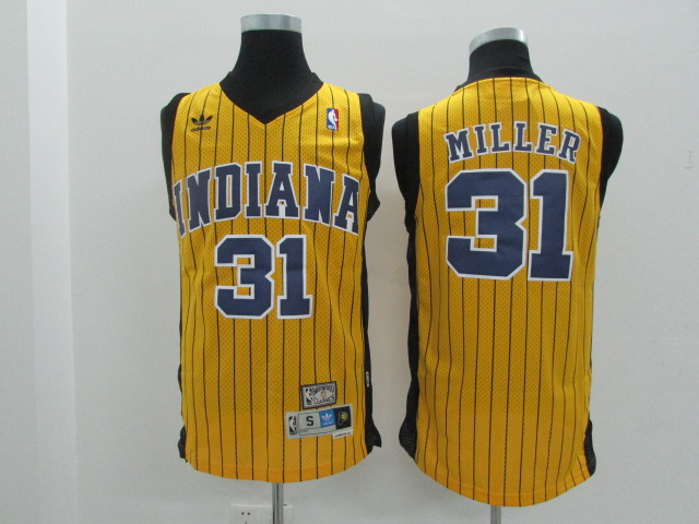 Pacers 31 Reggie Miller Yellow Hardwood Classics Jersey