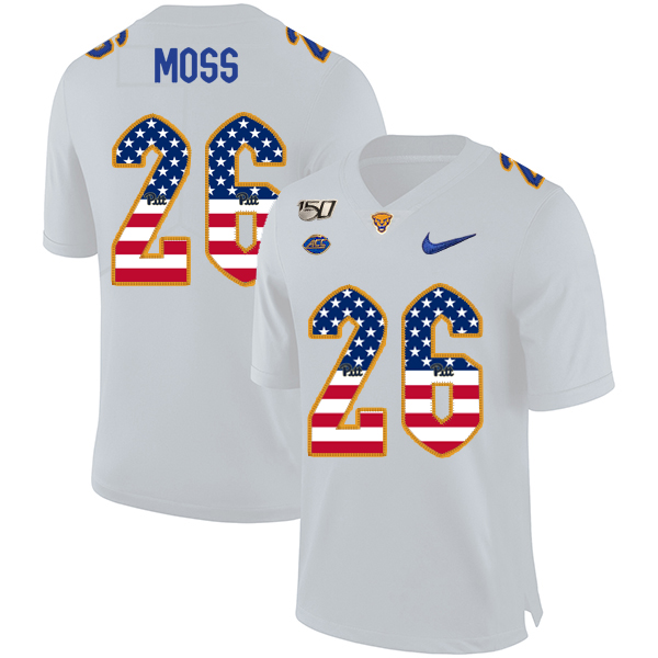 Pittsburgh Panthers 26 Chawntez Moss White USA Flag 150th Anniversary Patch Nike College Football Jersey