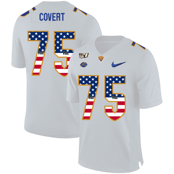 Pittsburgh Panthers 75 Jimbo Covert White USA Flag 150th Anniversary Patch Nike College Football Jersey