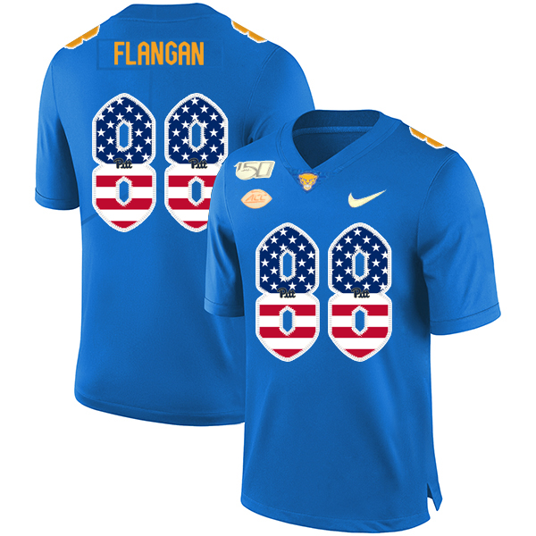 Pittsburgh Panthers 88 Matt Flanagan Blue USA Flag 150th Anniversary Patch Nike College Football Jersey