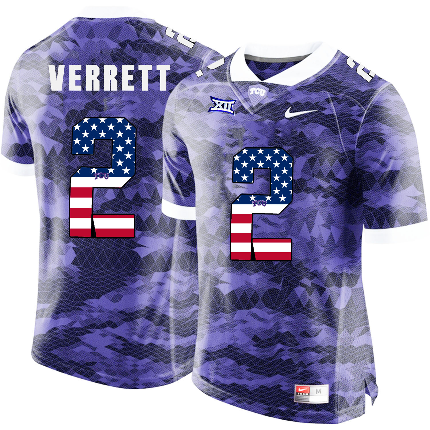 TCU Horned Frogs 2 Jason Verrett Purple USA Flag College Football Jersey