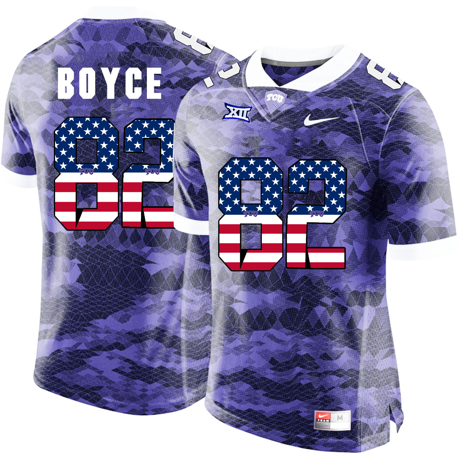 TCU Horned Frogs 82 Josh Boyce Purple USA Flag College Football Jersey