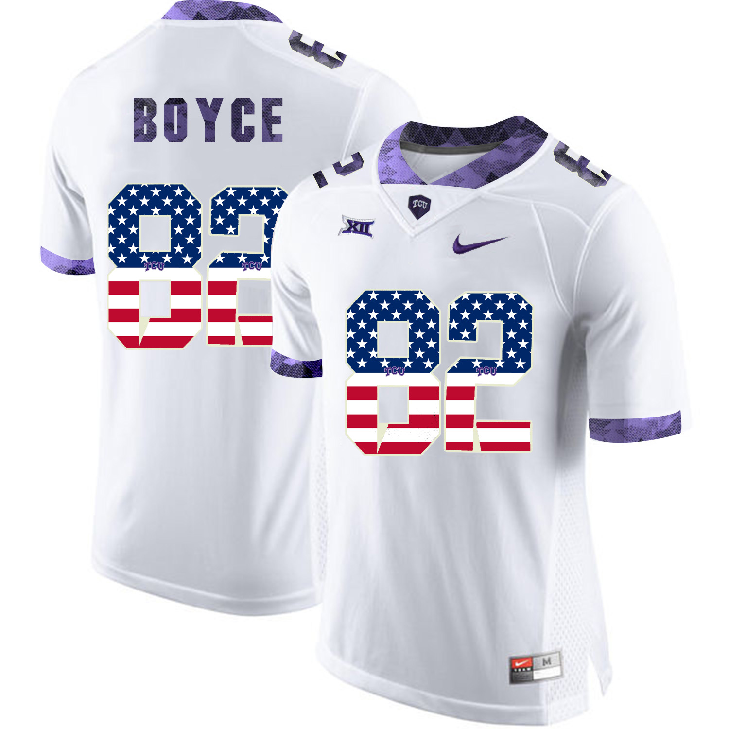 TCU Horned Frogs 82 Josh Boyce White USA Flag College Football Jersey