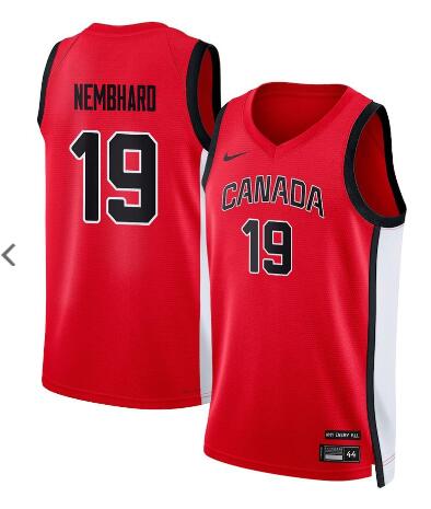 Team Canada Basketball Andrew Nembhard 19 Men’s National Team 2024 Swingman Fan Support Team Jersey – Red