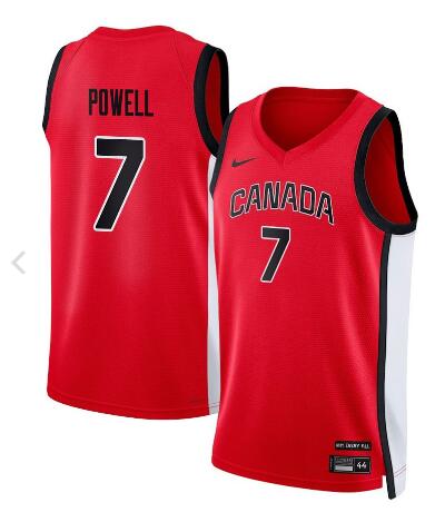 Team Canada Basketball Dwight Powell 7 Men’s National Team 2024 Swingman Fan Support Team Jersey – Red