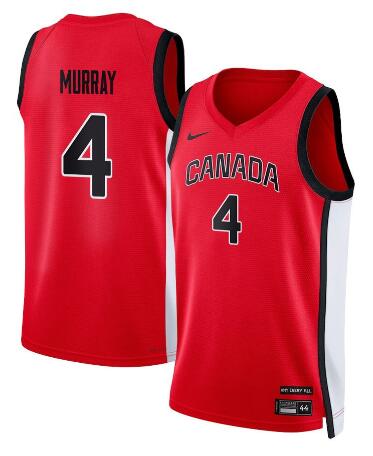 Team Canada Basketball Jamal Murray 4 Men’s National Team 2024 Swingman Fan Support Team Jersey – Red