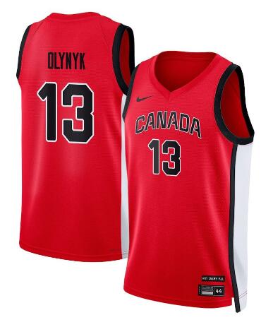 Team Canada Basketball Kelly Olynyk 13 Men’s National Team 2024 Swingman Fan Support Team Jersey – Red