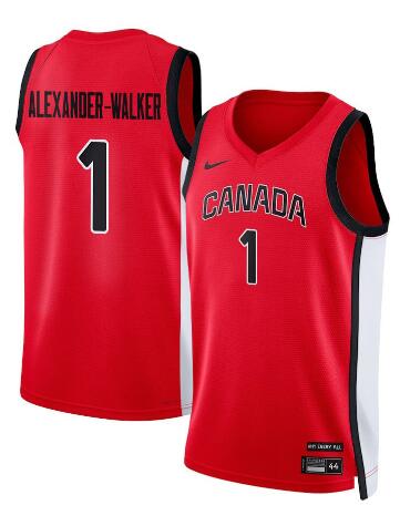 Team Canada Basketball Nickeil Alexander-Walker 1 Men’s National Team 2024 Swingman Fan Support Team Jersey – Red