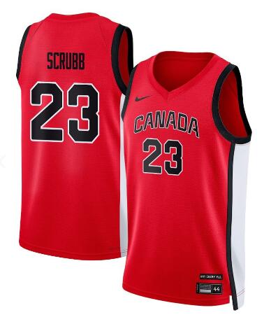 Team Canada Basketball Phil Scrubb 23 Men’s National Team 2024 Swingman Fan Support Team Jersey – Red